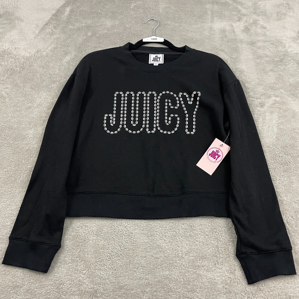 NWT Juicy Couture Sweatshirt‎ Womens Medium Black Logo Spellout Y2K Deadstock
